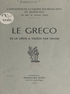 cover image of Le Greco, de la Crète à Tolède, par Venise